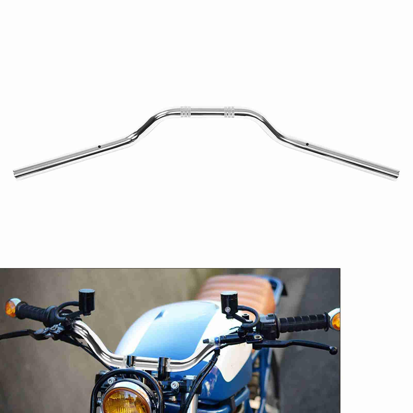 Eujgoov Kierownica Motocykla Stalowa Prowadnica 22 Mm Drążek Hamulcowy Obrobiony CNC, Odporny na Utlenianie Gotowe Nawiercone Otwory do Motocykli Cruiser Bobber Łatwa Instalacja Wymiana