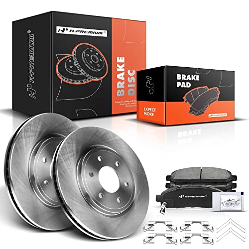 A-Premium 11.65 inch (296mm) Front Vented Disc Brake Rotors + Ceramic Pads Kit Compatible with Select Nissan and Suzuki Models - Frontier 2005-2019, Pathfinder 2005-2012, Xterra 05-15, Equator 09-12