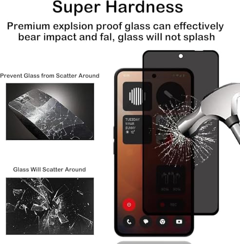 Image of ZARALA Privacy Tempered Glass For Nothing Phone 3A Pro Military-Grade gorilla anti-spy privacy glass,Edge-to-Edge Protector Easy Installation Kit | Anti Spy Protection