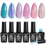 Beetles Glitter Gel Nail Polish 6 Colors Sparkle Pink Purple Blue Gel Polish Kit Chameleon Crushed Diamond Multifunction Soak off Uv Nail Gel DIY Manicure
