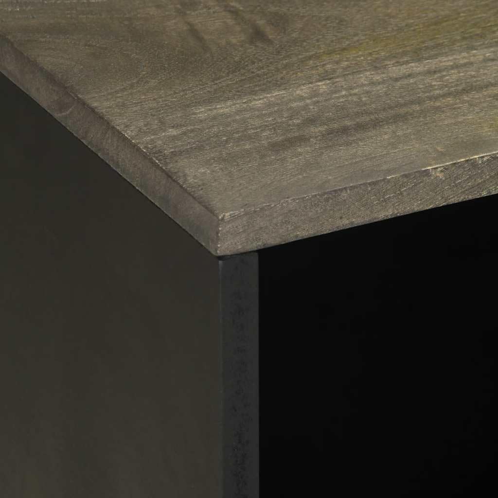 TV-Schrank 80x33x46 cm Massivholz Mango mit Metallfüßen, Lowboard Sideboard HiFi Rack für Wohnzimmer Heimkino, Stauraum für DVD Blu Ray CD Vinyl und Gaming Zubehör