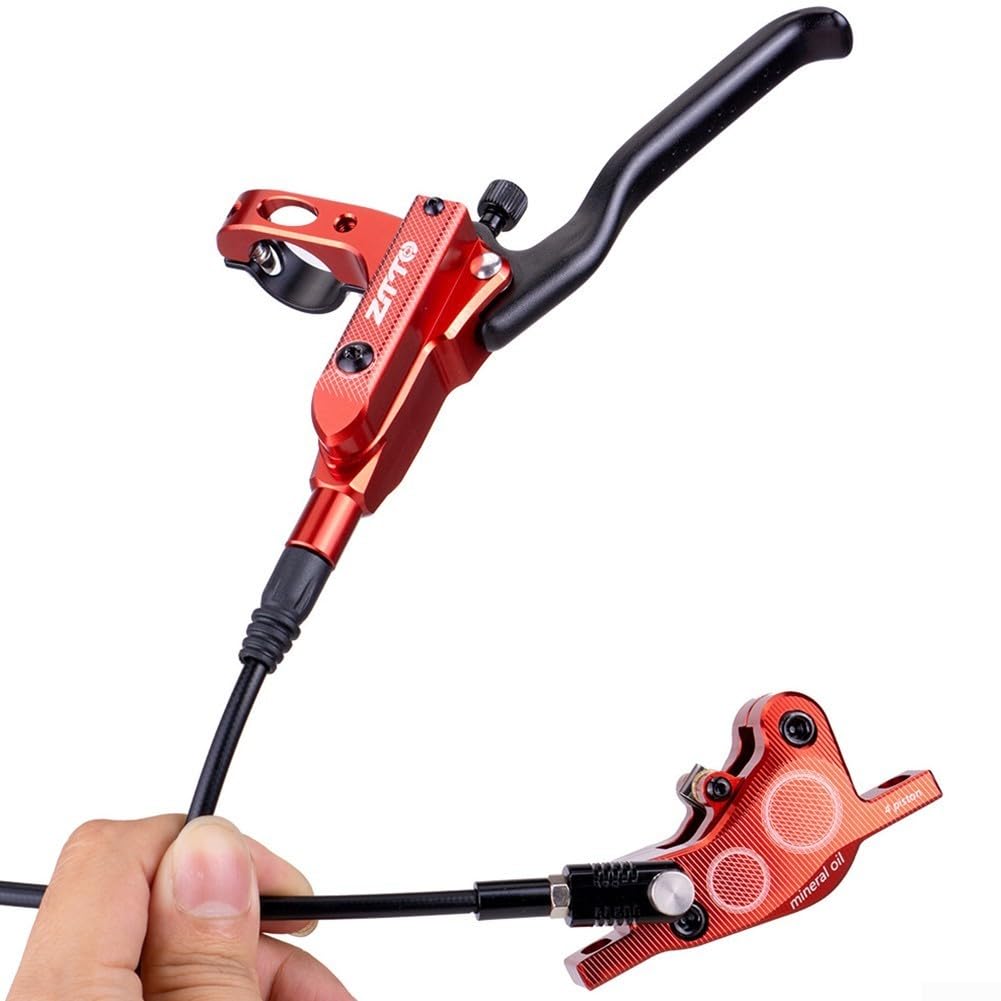 Set freno a disco idraulico a quattro pistoncini per mountain bike in lega di alluminio 800 mm anteriore 1450 mm linea olio posteriore nero rosso blu viola (nero)