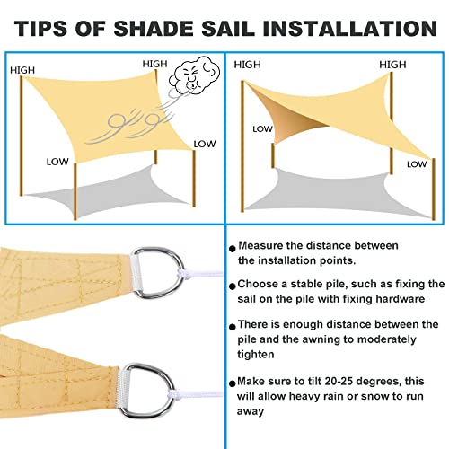 Voile d'ombrage imperméable contre la pluie et les UV toile résistante jaune vert - 7
