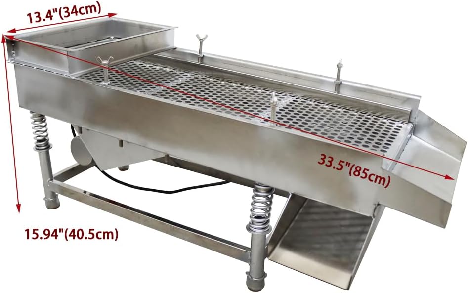 INTSUPERMAI Stainless Steel Straight Linear Vibrating Screen Vibrating Sieve Screen Shaker Straight Vibrating Sieve Screen Shaker Linear Sifter Shaker Screen Machine with One Layers 12mm Screen 110V