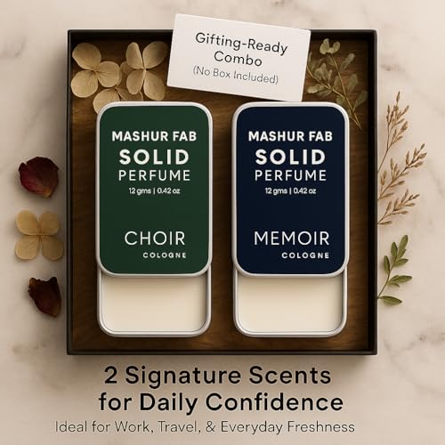 Image of Solid Perfume Combo - Soiree & Antonia | 2-Pack Alcohol-Free Natural Cologne | Long-Lasting Fragrance for Men & Women | Citrus, Floral & Woody Notes | 12g Each (Pinecone, Grapefruit)