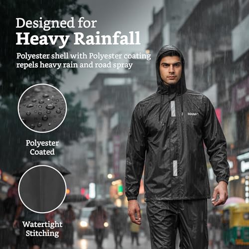 Image of Amazon Brand - Solimo Men's Polyester Water Resistant Casual Style Rain Coat