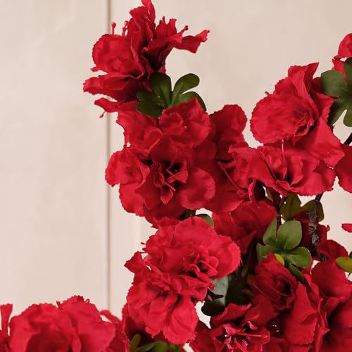 Image of Pure Home + Living Red Azalea Faux Flower Stem Plastic Flowers Sticks for Gifting, Home, Bedroom, Balcony, Living Room,Table Decoration,Craft Items, (Height-103 CM) Pack of 1