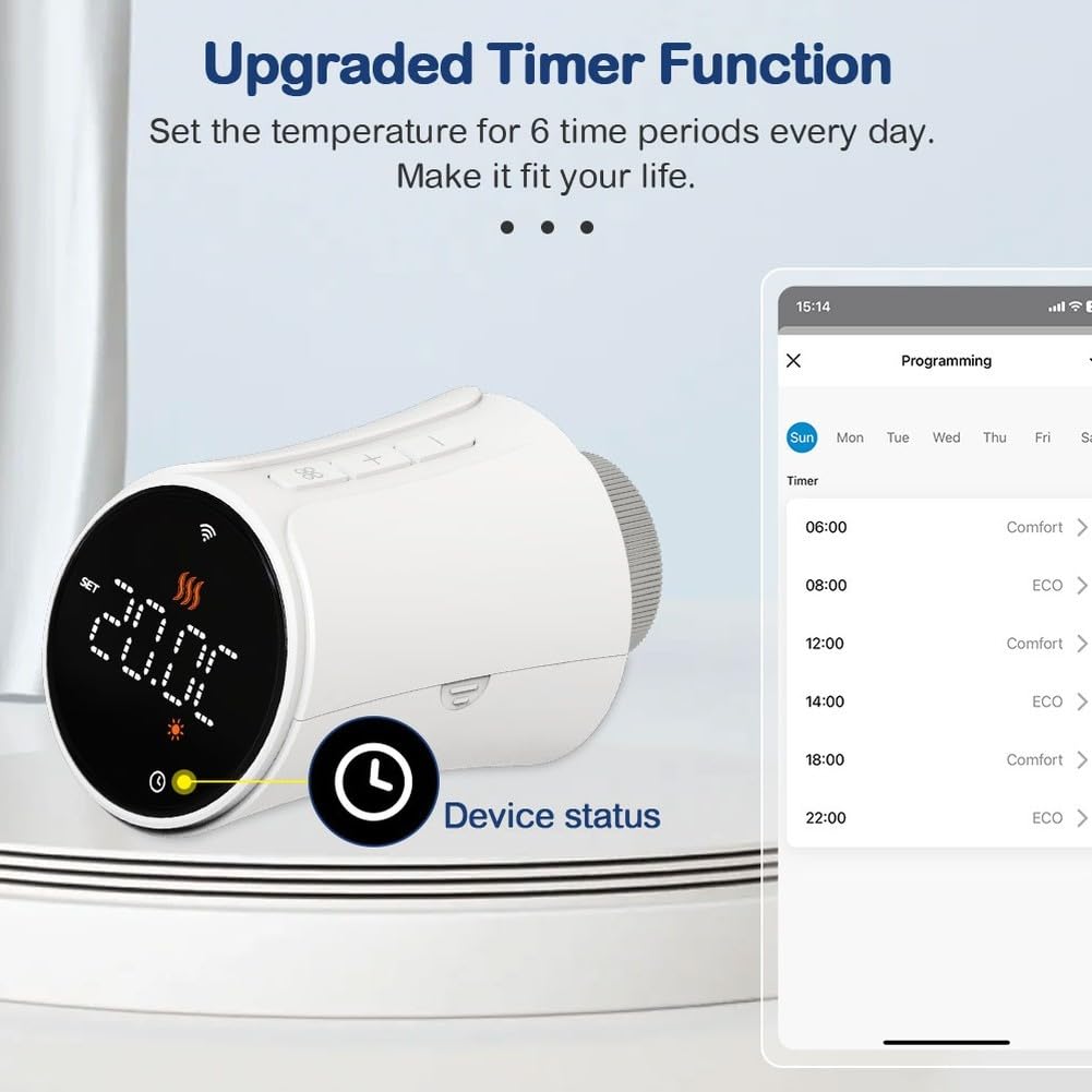 Valvola termostatica Tuya e ZigBee, TRV programmabile con controllo vocale Alexa YANDEX Alice, funzionamento silenzioso, funzione 6 timer