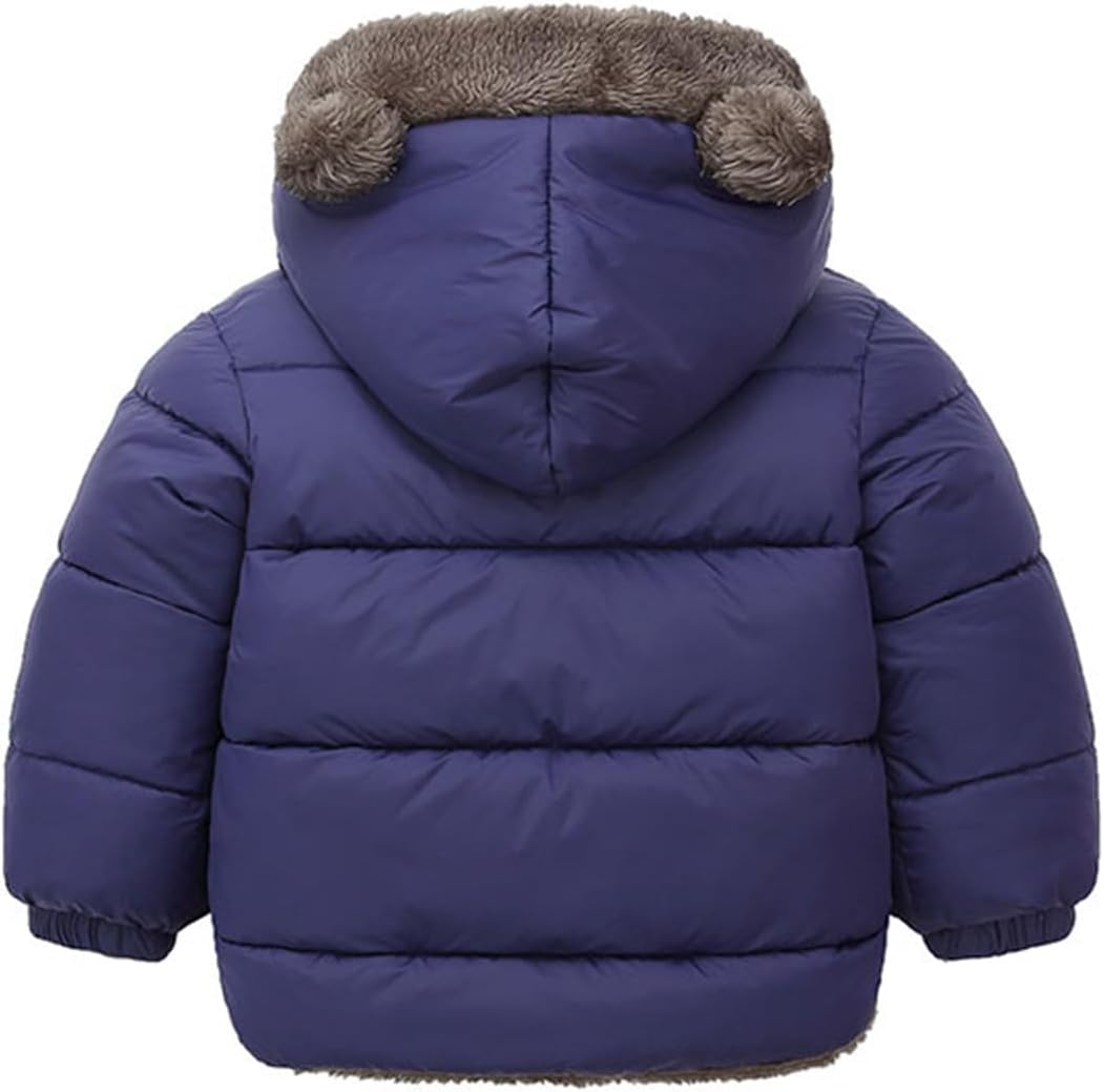 Infant Baby Winter Coat Bear Hooded Jacket Warm Fleece Snowsuit Windproof Outerwear for Toddler Boy Girl 9M-4T - Image 3
