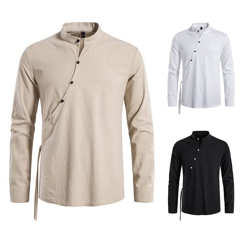 Chemise en lin homme grande taille confortable vêtement respirant mince