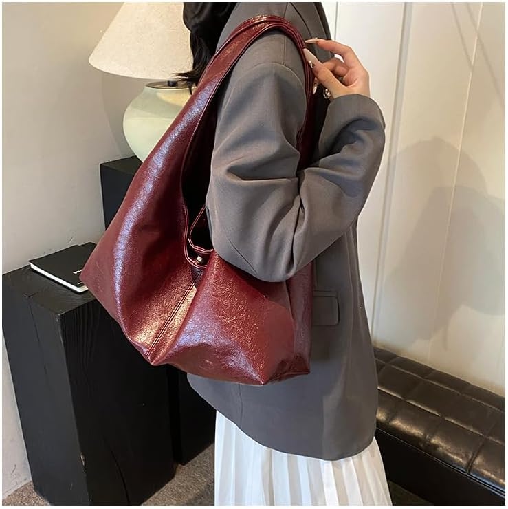 Burgundy Purse Large Tote Bags for Women Slouchy Hobo Bag Leather Hobo Bags for Women - Image 2