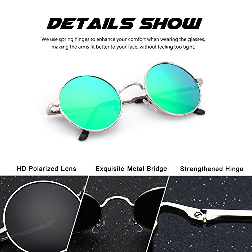 Image of CGID Retro Round Polarized Sunglasses Mens Womens Circle Metal Hippie Shades UV400 Protection E01
