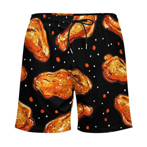 Fast Food Chicken Wings Mens Swim Trunks with Compression Liner Quick Dry Board Beach Shorts4