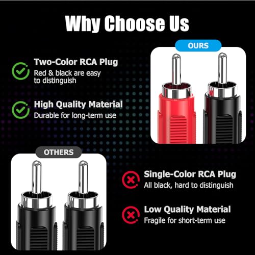 Cable RCA a altavoz de 18 AWG y 6 pies con extremo de cable desnudo para audio UIInosoo de 2 piezas 2