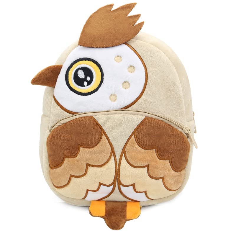 Cute Toddler Backpack Stuffed Cartoon Animal Mini Schoolbag For Boys And Girls (Owl-brown)2