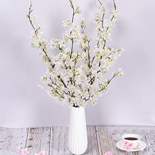 Shiny Flower 4Pcs Artificial Cherry Blossom Flowers, Silk Peach Flowers Arrangements Tall Artificial Plant 42.9" In Tall For Wedding Office Party Hotel Yard Home Decoration #TOP1