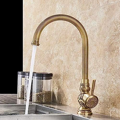 Grifo de cocina de latón rústico para renovar el fregadero con agua caliente y fría 4