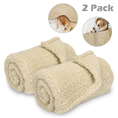 AIPERRO 2 Pack Premium Fluffy Fleece Dog Blanket, Soft and Warm Pet Throw
