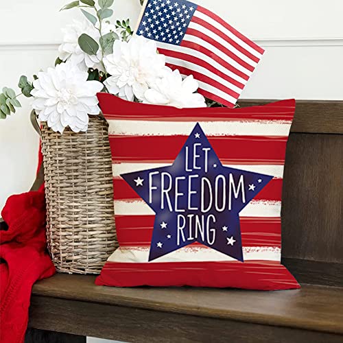 Fourth Of July Decorations Pillows Decorative Throw Pillows 20X20,Independence Day Pillow Cases,4Th Of July Patriotic Pillow Covers,American Star Memorial Day Cushion Covers For Couch Sofa Set Of 4 #TOP3