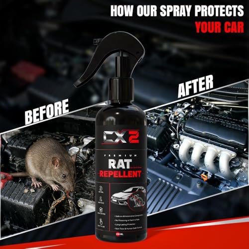 Image of CX2 Rat Repellent Spray (200ml) for Car, Bikes | Mouse | Natural Powerful Complete Pest Control Protect Your Wires in Car, Bike | Easy to Use, Non Toxic No Kill Only Repels