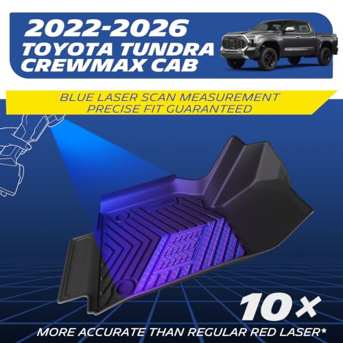 Image of Michelin Vehicle Mats for 2022-2026 Toyota Tundra CrewMax Cab | Fit for SR /SR5 /TRD /PRO /Limited /Platinum /Castone, Custom Fit, Non-Slip, All-Weather TPE Liner, Premier Series, 1st & 2nd Row