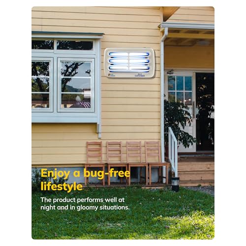 Image of Electronic Fly Catcher Machine with 3 UV Tubes & 3 Glue Pads | Front Mounted Insect Killer | Chemical-Free Fly Trap for Home, Restaurant & Office- White
