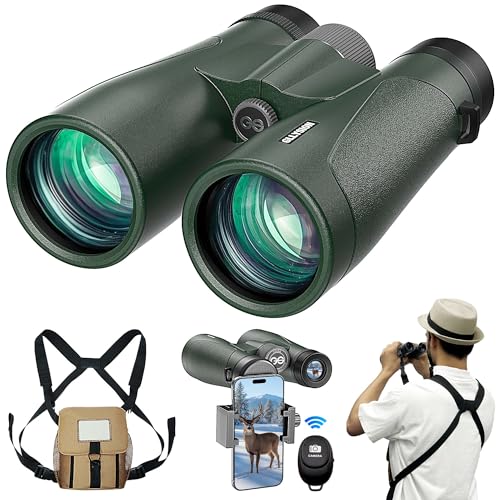 15x54 Binoculars for Adults High Powered with Harness, Phone Adapter and Bluetooth Camera Remote - Super Bright Waterproof Binoculars for Bird Watching Hiking Cruise Travel Stargazing