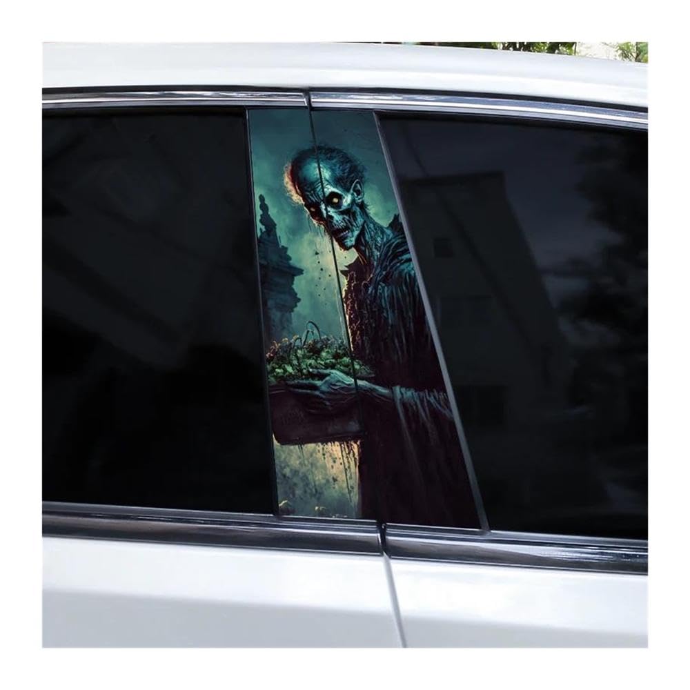 Decorative Items 2pcs Grim Reaper Skull Stickers Car Door Pillar Stickers Decorative Center Pillar Stickers(E)