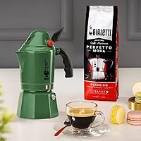 Bialetti - Express Alpina: Ikonische Espressomaschine für die Herdplatte, Moka-Kanne für 3 Tassen (130 ml), Aluminium, Grün – Ansicht 2