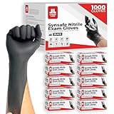 London Labs Synsafe 4 Mil -Black Nitrile Exam Gloves –Disposable Latex Free & Powder Free – Extra Strong, Rubber Gloves – First Aid Kit, Medical, EMT, Cleaning, Cooking | Bulk Case of (1000 ct)