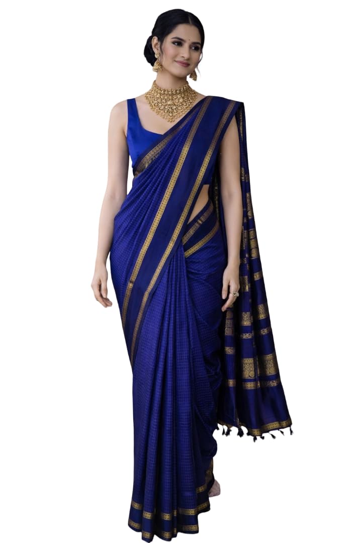 South Cotton Gadwal Saree for Women | Celebrity Inspired Traditional Ethnic Wear | Chettinad & Kalyani Cotton Sarees | Soft Cotton Saree with Blouse Piece | Black-picture-39