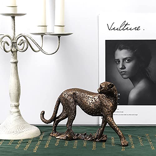 Happy L Modern Polyresin Cheetah Figurine Home Décor Realistic Antique Classical Leopard Statues Desktop Decoration For Living Room Decoration Art Bedroom Balcony (Sitting, Golden) #TOP4