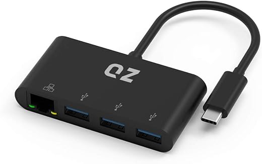 QZ USB 3.1 Type C Hub, USB C Hub, USB Type C to Ethernet Adapter, Type C to LAN RJ45, USB C to Ethernet Adapter [Thunderbolt-3 Compatible] [(3 x…
