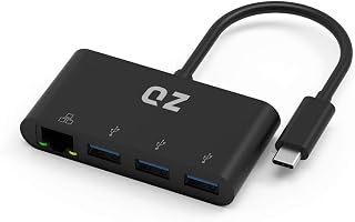[3 x USB 3.1+ Ethernet LAN] QZ USB Type C Hub with Ethernet for Next Gen Office Work Station, USB-C Hub with LAN RJ45 for Price In India