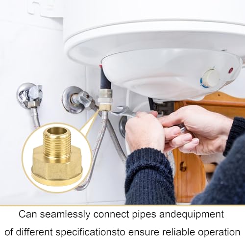 2 Stück Messing Reduzierung 1 Zoll auf 1/2 Zoll, Reduzierstück Gewindefitting Adapter mit Dichtung und Gewindedichtband Hahnverlängerung für die Umwandlung von Rohrverbindungen (AGØ20mm x IGØ31mm)