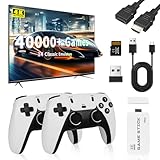 Retro Konsole, Game Stick 4K mit 2 Wireless Controllern, Plug & Play Retrolink, Spielkonsole für Fernseher mit Eingebauten 40000+ Klassische Spiele, Geschenk für Jungen & Erwachsene (128G)
