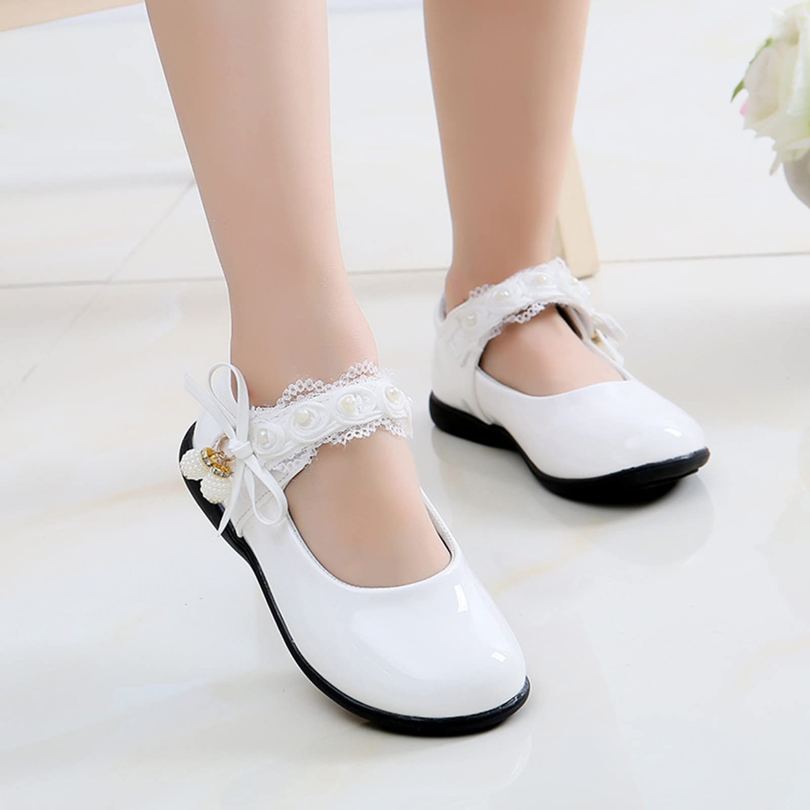 Chaussures de princesse pour fille - Chaussures de danse pour bébé - Chaussures en cuir - Chaussures de ballerines - Chaussures de ballet pour fille - Chaussures de baptême élégantes - Chaussures de