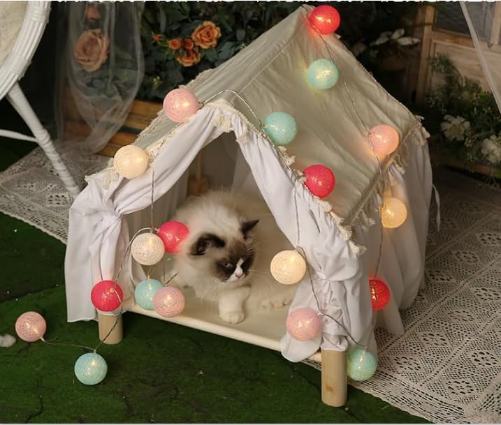 Pet House Tent Dog Kennel cat Kennel Spring and Summer Seasons can be dismantled and Washed Cute Princess Room Small Dog Teddy Bed.(White) - Image 4