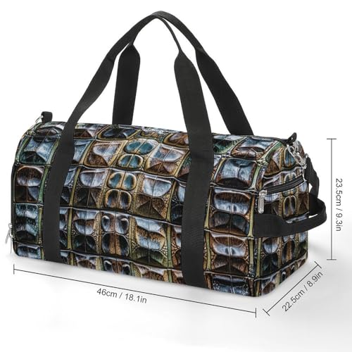 Gym Bag for Men Women Travel Duffle Bag Crocodile Skin Carry On Weekender Bag with Shoe Compartment2