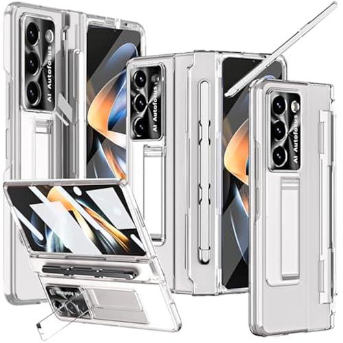 NINKI Clear for Samsung Galaxy Z Fold 6 Case with S Pen Holder & S Pen,Built-in Stand Screen Protector Hinge Transparent Phone Cover for Samsung Z Fold 6 Case with Kickstand - Clear