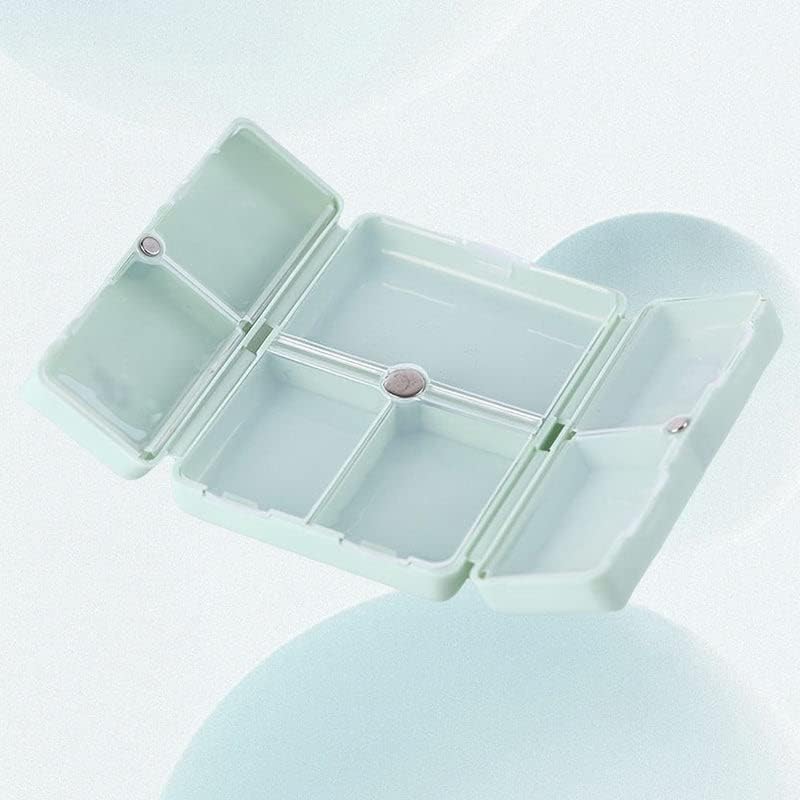 Miniatura 5 de Organizador diario de píldoras, 7 compartimentos, pastillero portátil, organizador de píldoras de viaje, pastillero de diseño plegable (verde)