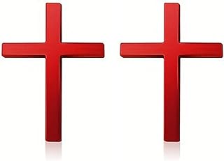 Metal Jesus Christ Cross Badge Stickers, 3D Three-Dimensional Metal Sticker, Cross Car Logo Sticker, Motorcycle Car Modified Tail Exquisite Emblem Stickers Decorative,Timeless Faith (Silver*2) (Red)