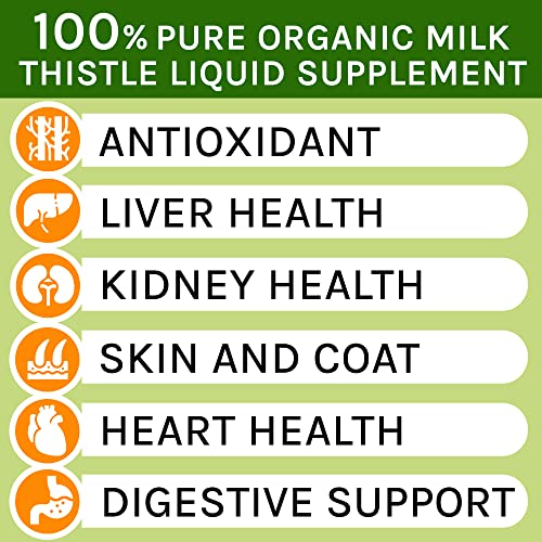 Milk Thistle For Dogs And Cats - Liver Support Supplement - Canine Hepatic Care - Cat & Dog Liver Cleanse - Liquid Milk Thistle Drops For Pets - Liver Protection & Defence - Made In Usa - 2 Fl Oz #TOP3
