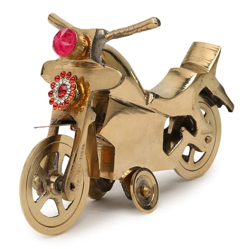 NAMS Indian Handicrafts Brass Bullet Bike Décor Showpiece | for