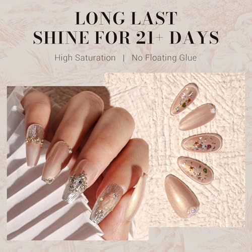 Image of MelodySusie Pearlescent Champagne Gel Nail Polish,0.5fl oz Nails Soak Off UV LED Champagne Shimmer Glitter Gel Polish Nail Art Manicure Salon DIY Nail Design Decoration at Home Gift for Women-z147