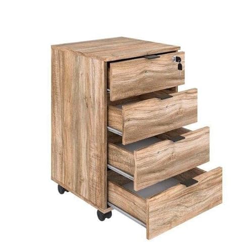 Gaveteiro Volante 4 Gavetas Kugv44 Kuadra Espresso Móveis Carvalho/preto Ônix