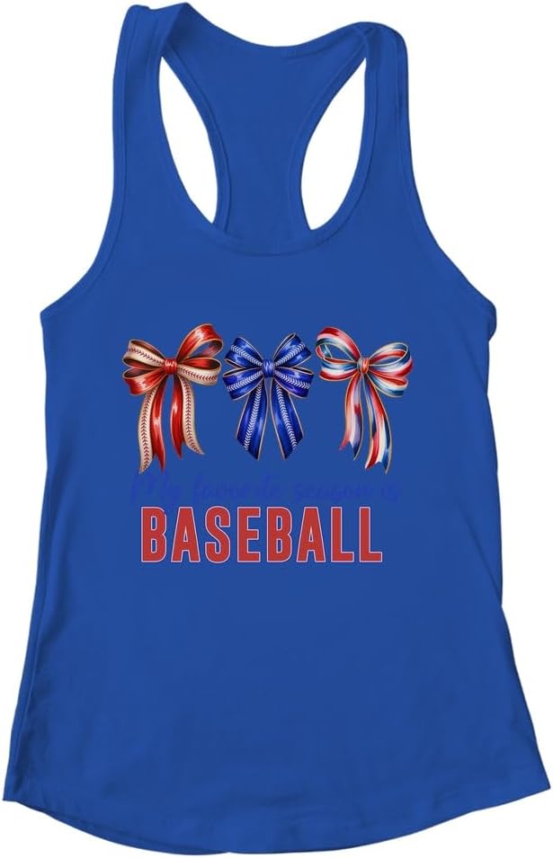 TeesPure Women's Baseball Mama Mom Baseball is My Favorite Season Game Day Shirt Racerback Tank Top