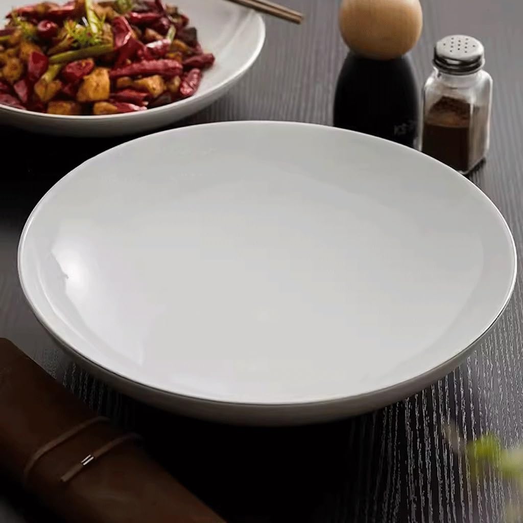 Forniture Per Feste Piatto da pranzo in ceramica bianca con bordo argento Piatto da insalata domestico Piatto da antipasto Piatto da dessert Ristorante Vassoio da portata dell'hotel Piatti Della Festa