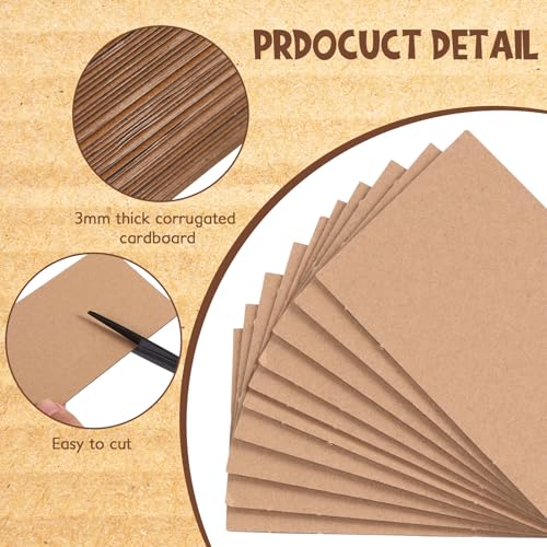 Image of Zonon 50 Pack Corrugated Cardboard Sheets Flat Cardboard Inserts Flat Squares Separators for Art Projects DIY Crafts Supplies (5x3 Inch,Brown)