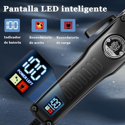KEMEI 1827 - Cortapelos profesional para hombres, recortador de barba eléctrico con hoja en T sin hueco, juego de cortadoras y recortadoras inalámbricas con pantalla LED para regalos para hombres - imagen 5